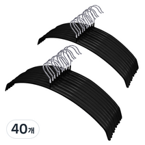 네이쳐리빙 논슬립 코팅 니트 티셔츠 상의 옷걸이, 블랙, 40개