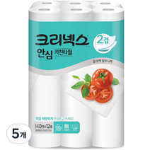 크리넥스 안심 클래식 키친타올 140매, 12롤, 5개