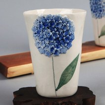 오리엔탈무드 백자 수국 머그컵, 아이스블루, 1개, 1개