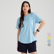 캐럿 여성용 쿨링 리사이클 릴렉스 핏 반팔 티셔츠