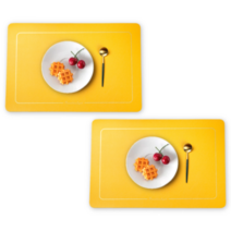 드방스 테이블 테두리 방수 모던 식탁 매트 2개입, 노랑, 45.5 x 30.5cm