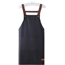 씨오브비 주방 카페 생활방수 편한 앞치마 70 x 87 cm, 블랙, 1개
