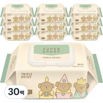 슈퍼대디 저자극 트리플 베이지 아기물티슈 캡형, 100매, 30팩