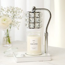 캔들백화점 크리스탈 루시드 캔들워머+워머전용 소이캔들370g세트, 클린코튼, 실버(화이트)