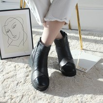 벨라노이 가죽 퀼트 발편한 키높이 통굽 여성 앵클부츠 5cm