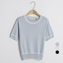 나인 여성용 스캘럽 배색 라인 니트 T-6410