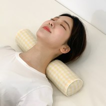 집콕 베개 메밀, 체크 노랑, 1개