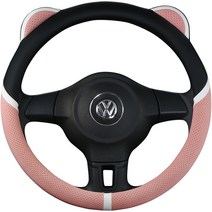 아리코 차량용 우먼 고양이 핸들커버, 핑크