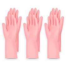 명진 소프트핑크 고무장갑 대형 3켤레 세트, 1세트