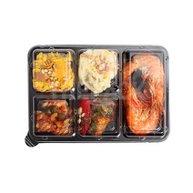 직시각 5칸 반찬 일회용 포장용기 블랙, 20개입, 1개
