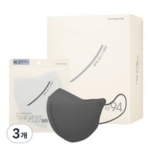 참존 톤업핏 블랙라벨 라이트 KF94 마스크 중형, 25개입, 3개, 무드 그레이