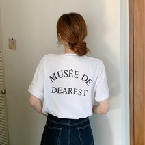 플로렐로 여성 백 레터링 루즈핏 베이직 반팔 티셔츠