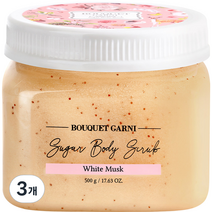 부케가르니 슈가 바디스크럽 화이트머스크향, 500g, 3개