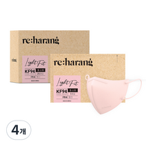 리하랑 KF94 라이트핏 2D 새부리형 일회용마스크 소형, 핑크, 4개, 25개입