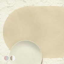 페니체 PU 투톤컬러 식탁매트 타원형, 화이트 + 베이지, 460 x 300mm