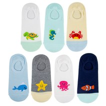 베이스알파에센셜 키즈 유아동 바다 동물 친구들 덧신 양말 7켤레