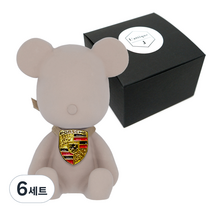 라띠크제이 엠블럼 베어 차량용 방향제 포르쉐 베이지 + 리필 베이비파우더 5ml, 6세트