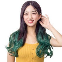 준 투컬러 웨이브 붙임머리 50cm 130g, 다크 + 애쉬그린, 1개