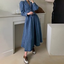 비비에모 빈티지 퍼프 카라 원피스 00267