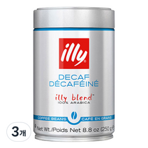 일리 : 데카 디카페인 분쇄커피, 홀빈(분쇄안함), 250g, 3개