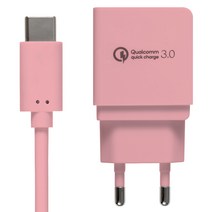 홈플래닛 퀄컴 QC3.0 인증 고속충전기 + 케이블 1.2m C타입 세트, 핑크
