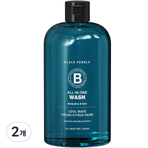 블랙페블 남자 올인원 퍼퓸 바디워시 쿨 웨이브, 500ml, 2개