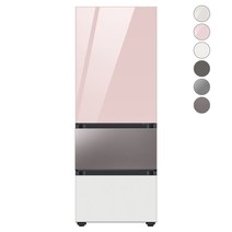[색상선택형] 삼성전자 비스포크 김치플러스 냉장고 방문설치, 브라우니 실버, RQ33A74C2AP, 글램 핑크 + 브라우니 실버 + 글램 화이트