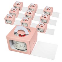 케이크상자 투명창 1호 받침포함세트, 핑크(상자), 화이트(받침), 10세트