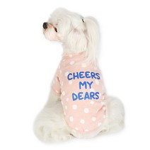 이츠독 강아지 치어스 면 티셔츠, 핑크