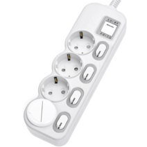 에코파워탭 국산 LED 개별 멀티탭 4구 EPM-L304SS 안전커버, 2.5m, 1세트