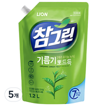 참그린 녹차 뽀드득 주방세제, 1.2L, 5개