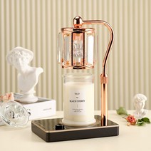 캔들백화점 엘사 캔들워머 + 소이 캔들 세트 블랙체리 370g, 로즈골드(블랙)