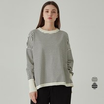 ELLE PARIS 여성용 루즈핏 라운드넥 스트라이프 니트