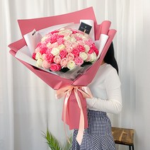 이플린 조화 비누꽃 장미 대형 꽃다발 100송이, 핑크혼합