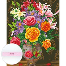 디클레어 DIY 패브릭형 보석십자수 패키지 세트 50 x 40 cm, F6012 꽃꽂이, 1세트