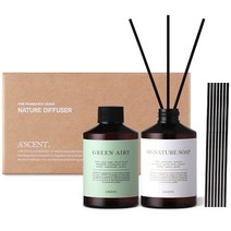 에이센트 네이처 실속형 디퓨저 200ml x 2종 + 섬유스틱 10p, 그린에어리, 시그니처솝
