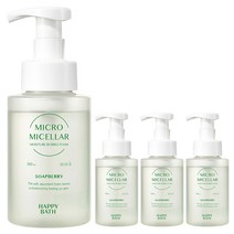 해피바스 마이크로미셀라 솝베리 모이스춰 버블 클렌징 폼, 4개, 300ml