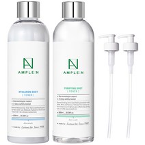 앰플엔 히알루론샷 토너 대용량 600ml + 퓨리파잉샷 토너 대용량 600ml + 토너 펌프 2p, 1세트