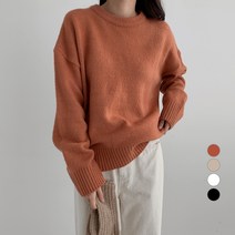 바블링브룩 여성용 라이크 루즈핏 라운드넥 니트