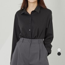 AFINAR 여성용 베이직 세미크롭 셔츠 블라우스