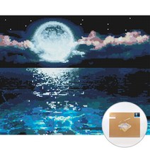 아트조이 DIY 보석 십자수 캔버스형 50 x 40 cm, 달빛 뿌려진 바다, 1세트