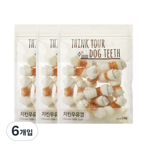 더주스 Think your dog teeth 딩고 소가죽 강아지 껌 소 15p, 치킨우유껌, 6개입