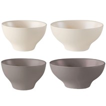 김성훈도자기 한식 2인 밥국공기 세트, 라이트베이지, 다크그레이, 공기 2p + 대접 2p
