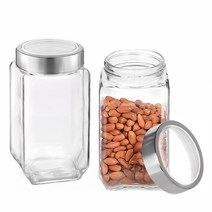 차이나다 투명커버 사각 밀폐 유리병 1000ml, 단품, 2개
