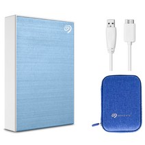 씨게이트 One Touch HDD 외장하드STHP4000402 데이터복구+암호화 기능+파우치+USB케이블, 4TB, 라이트블루