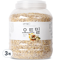 바른곡물 오트밀 PET 캐나다산, 1.8kg, 3개