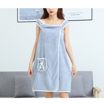 유엘 원피스 타월 샤워가운 대, 블루 포켓, 1개