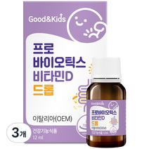 내츄럴플러스 굿앤키즈 프로바이오틱스 비타민D 드롭, 3개, 12ml, 12ml