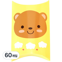 도나앤데코 큐트 애니멀 선물포장 반달상자, 노랑(곰돌이), 60개입