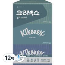 크리넥스 실크소프트 프리미엄 미용티슈 2겹, 250매, 12팩